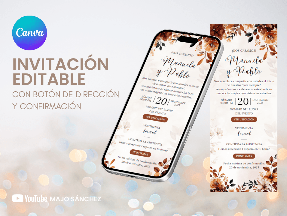 Invitación de Boda con flores otoñales